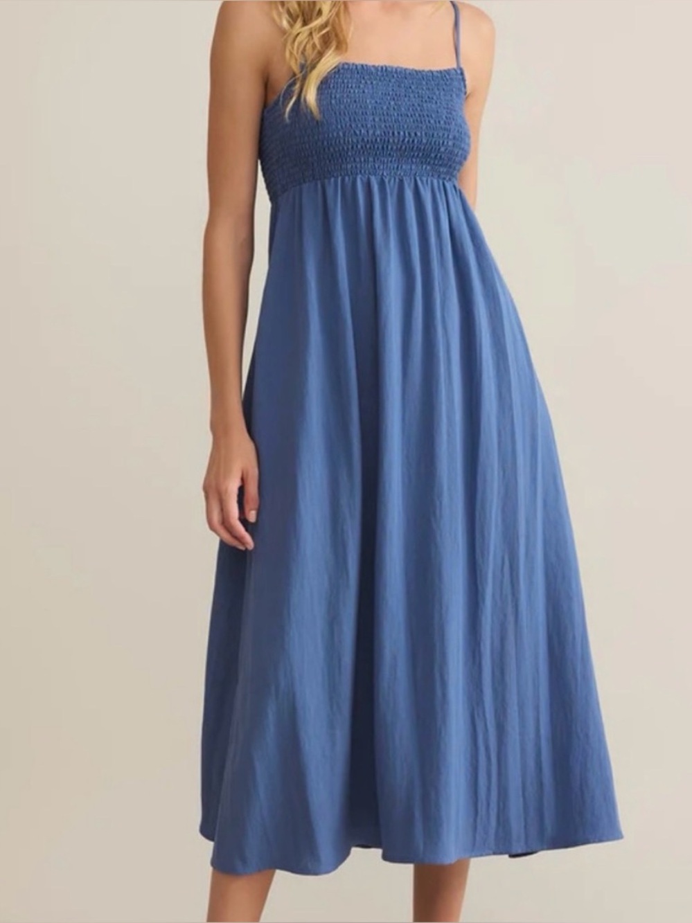Z Supply Beachside Smocked Midi Dress | Steel Blue | Size Small NEVER WORN